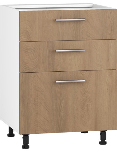 SALOME D3S Szafka 60cm z 3 Szufladami Biały/Dąb...