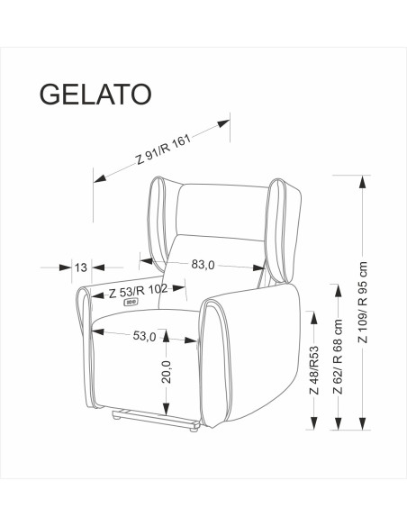 GELATO fotel wypoczynkowy popielaty (2p 1szt)