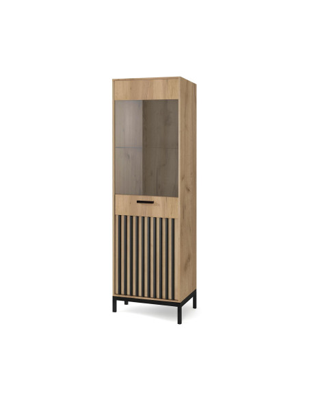 LAMINO W-1 witryna dąb craft/czarny, nogi: czarny (5p 1szt)