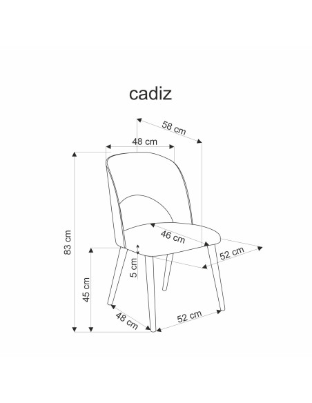 CADIZ krzesło dąb naturalny / popiel (1p 2szt)
