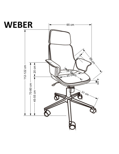 WEBER fotel gabinetowy orzechowy / czarny (1p 1szt)