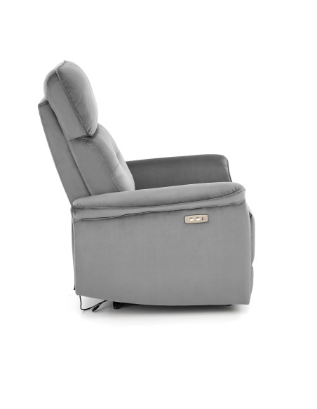 SEMIR fotel z funkcja elektrycznego rozkładania / gniazdo USB, popielaty (2p 1szt)