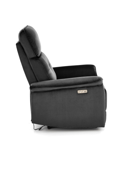 SEMIR fotel z funkcja elektrycznego rozkładania / gniazdo USB, czarny (2p 1szt)