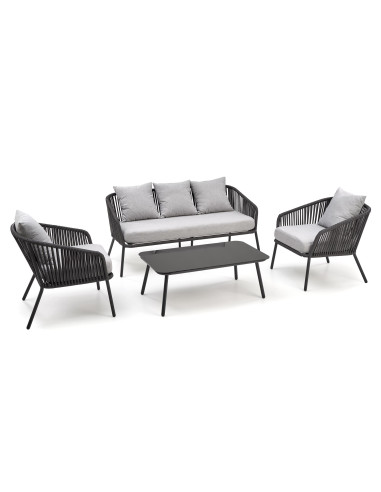 ROCCA zestaw ogrodowy ( sofa + fotel 2x + ława ), ciemny popiel / jasny popiel (1p 1szt)