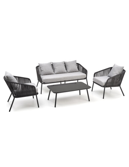 ROCCA zestaw ogrodowy ( sofa + fotel 2x + ława ), ciemny popiel / jasny popiel (1p 1szt)