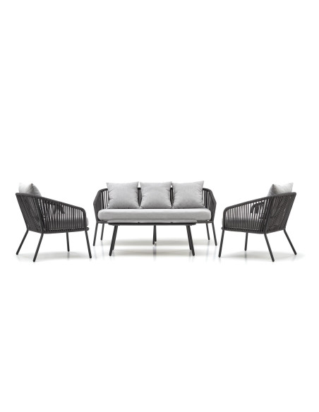 ROCCA zestaw ogrodowy ( sofa + fotel 2x + ława ), ciemny popiel / jasny popiel (1p 1szt)