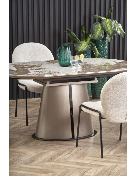 ROBINSON stół rozkładany, beżowy marmur / cappuccino / czarny (3p 1szt)