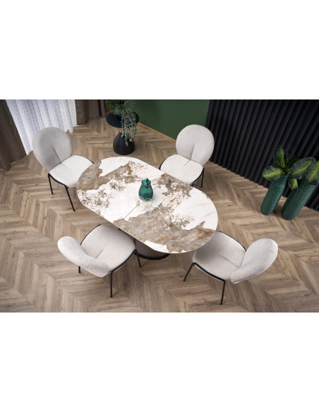 ROBINSON stół rozkładany, beżowy marmur / cappuccino / czarny (3p 1szt)