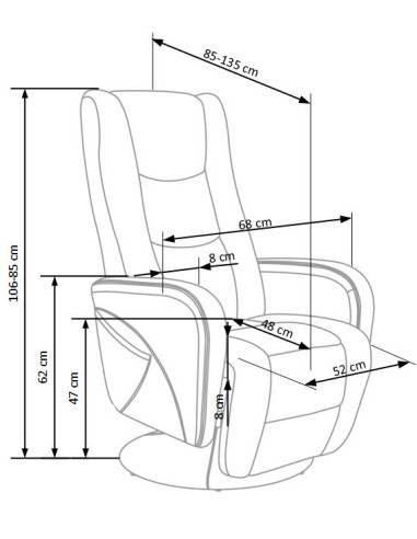 PULSAR recliner z funkcją masażu popielaty