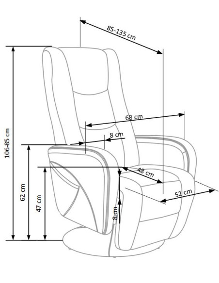 PULSAR recliner z funkcją masażu popielaty