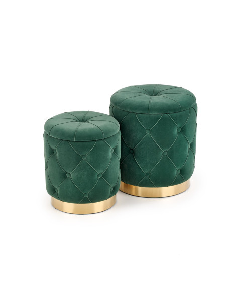 POLLY zestaw 2 puf, ciemny zielony (1p 1kpl)