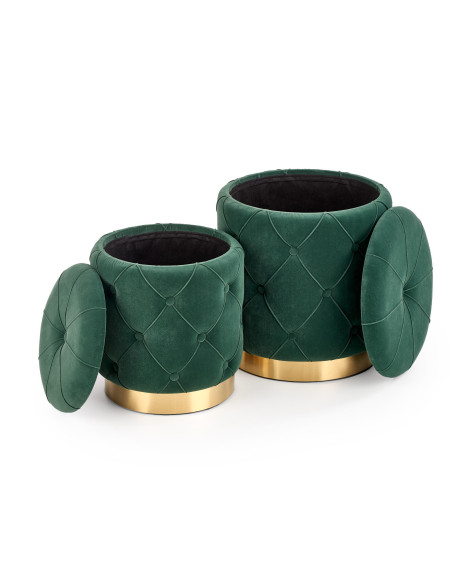 POLLY zestaw 2 puf, ciemny zielony (1p 1kpl)