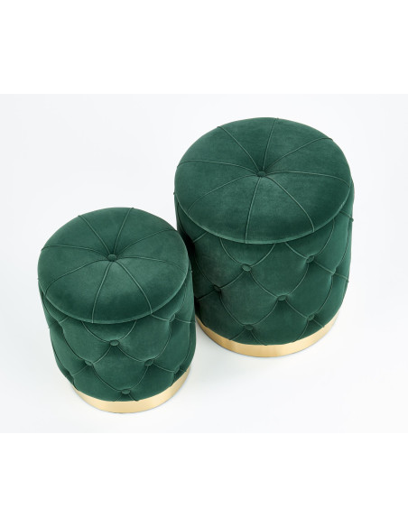 POLLY zestaw 2 puf, ciemny zielony (1p 1kpl)